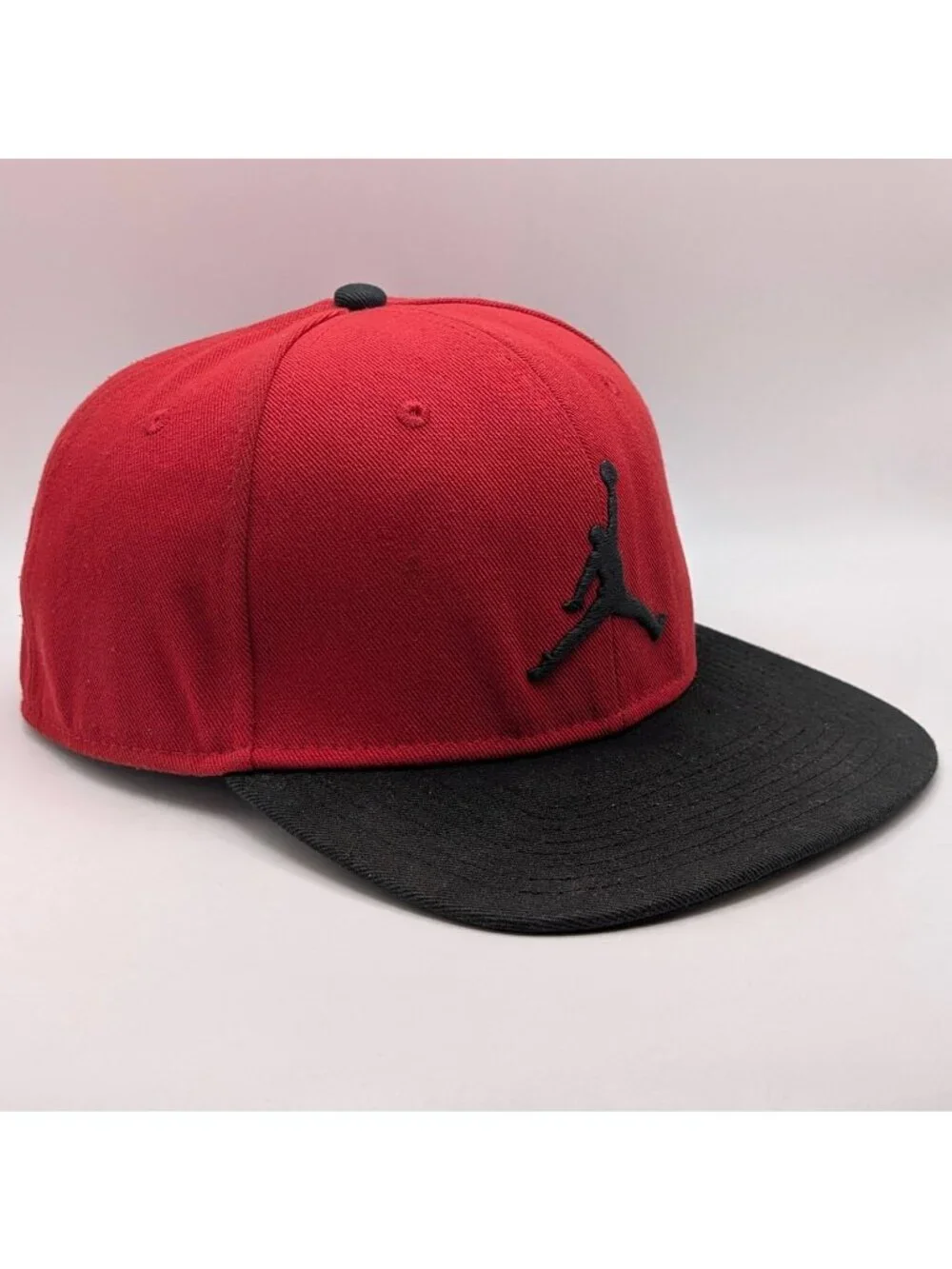Vintage Air Jordan Jumpman Snapback Hat Red Black Flat Bill Adult OSFM 90s Y2K